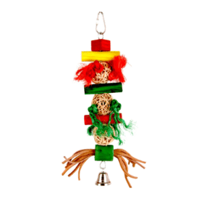 Bon Avi Kebab Multi-texture Bird Toy with vine balls and bell – 11 inch 49029