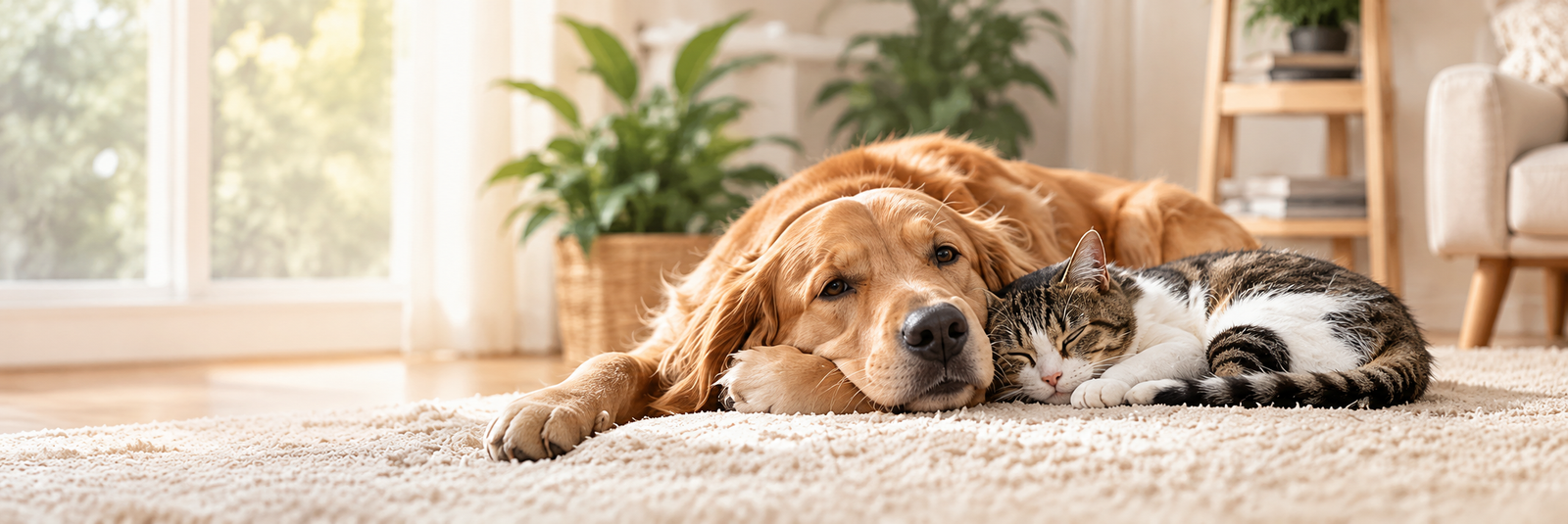 Dog and cat relaxing at home – BindiPetZ pet supplies Australia