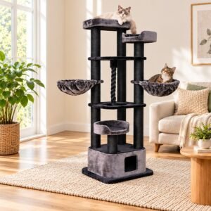 Bono Fido Lincoln Large Cat Tree 208cm in deep grey and black 26078